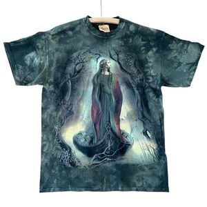 The Mountain Y2K 100% Unisex Cotton Forest Fairy Green Tie Dye T-Shirt Size L